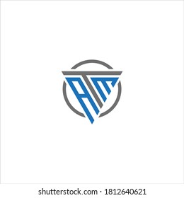 ATM Triangle Unique Modern Flat Abstract Logo Design With Blue And Gray Color.