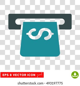 ATM vector icon. Image style is a flat soft blue iconic symbol.