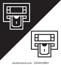 ATM Vector Icon, Lineal style, isolated on Black and white Background.