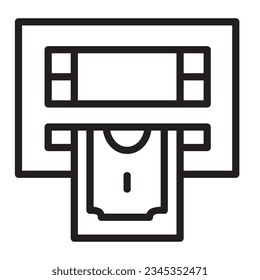 ATM Vector Icon, Lineal style, isolated on Black and white Background.