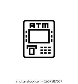Atm vector icon in linear, outline icon isolated on white background