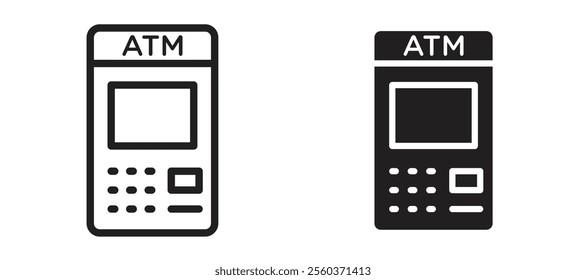 ATM vector icon set in black color.