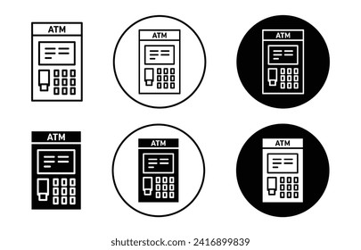Atm vector icon set collection. Atm Outline flat Icon.