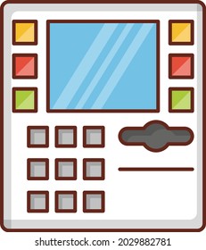 ATM-Vektorgrafik auf transparentem Hintergrund. Symbole in Premium-Qualität. Vector Line Flaches Farbsymbol für Konzept und Grafikdesign.