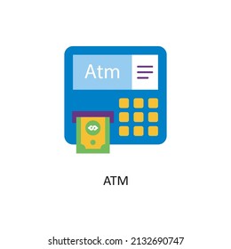 Atm Vector Outline Icon Design Illustration. Fintech-Symbol auf weißem Hintergrund - EPS10-Datei