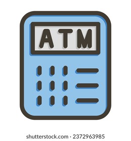 ATM Vector Thick Line Filled Colors Icon For Personal And Commercial Use.
