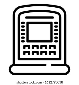 Atm withdraw icon. Outline atm withdraw vector icon for web design isolated on white background