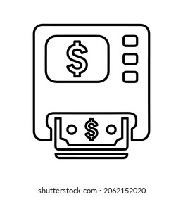 Icono de retirada de ATM. Ilustración simple del vector de contorno.