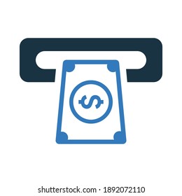 Atm, withdraw transaction icon. Editable vector isolated on a white background.