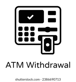 Atm withdrawal glyph icon, premium download 