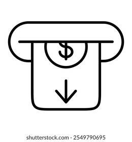 ATM Withdrawal Icon with Cash Coming Out of ATM Machine