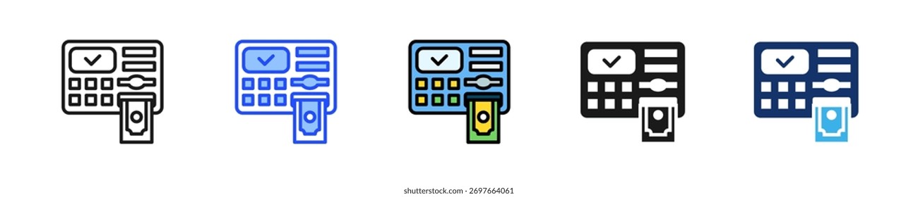 ATM-Entnahme-Symbol-Sammlung mit mehreren Stilen