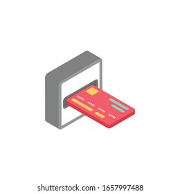 ATM Withdrawal isometric flat icon. 3d vector colorful illustration. isolated on white background