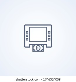 ATM, withdrawal, vector best gray line icon on white background, EPS 10