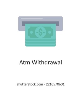 Ilustración de diseño de iconos planos del vector de retiro de Atm. Símbolo de banca y pago en fondo blanco EPS 10 Archivo