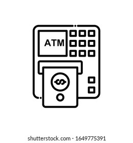 Atm Withdrawal Vector Line Icon. illustration Style EPS 10 File