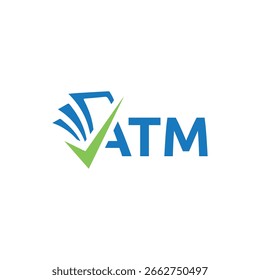 ATM word mark text based creative logo design money check mark concept