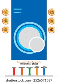 Atmanirbhar Bharat+ Pillar Vector+ Pictorial + Icons