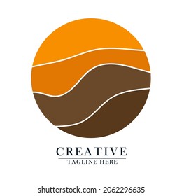 the atmosphere of the afternoon light in a circle of simple and elegant logo icons, abstract vector flat design