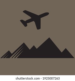 The atmosphere of an airplane at night through the hill conceptual design illustration vector