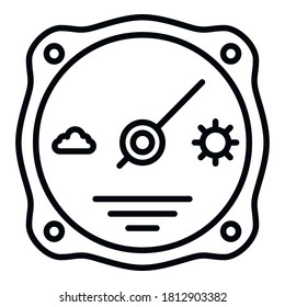 Icono del barómetro de la atmósfera. Icono del vector del barómetro de la atmósfera de contorno para el diseño web aislado en fondo blanco