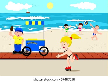 Atmosphere at the beach during the summer