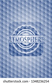 Atmosphere blue emblem with geometric background.