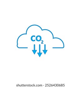 Icono de línea de contaminación atmosférica. Reducción de CO2 de invernadero con pictograma lineal de emisión de nubes. Contaminación por dióxido de carbono en el icono del contorno del aire. Trazo Editable. Ilustración vectorial aislada.