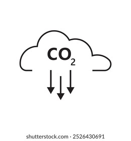 Icono de línea de contaminación atmosférica. Reducción de CO2 de invernadero con pictograma lineal de emisión de nubes. Contaminación por dióxido de carbono en el icono del contorno del aire. Trazo Editable. Ilustración vectorial aislada.