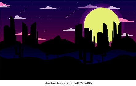 The atmosphere of the desert at night. Dark and Silent. Flat image