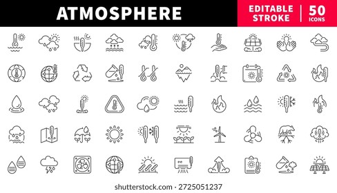 Conjunto de iconos de línea editable de atmósfera. Elementos de clima y Clima