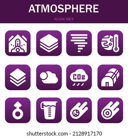 atmosphere icon set. Vector thin line illustrations related with Falling debris, Layers and Tornado