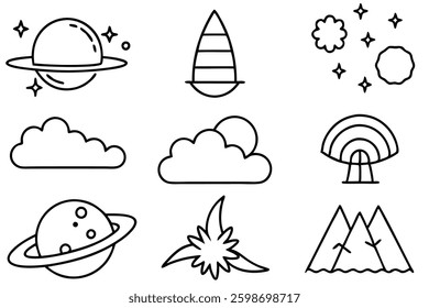 Atmosphere line art illustration for modern artwork projects