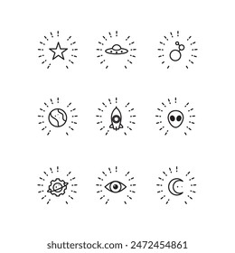 atmosphere line minimal icons set design vector