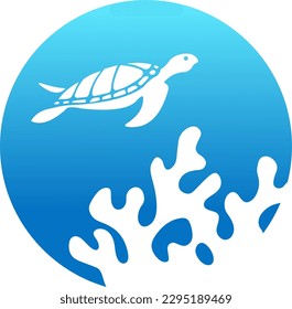 the atmosphere in the sea is calm with the appearance of a turtle