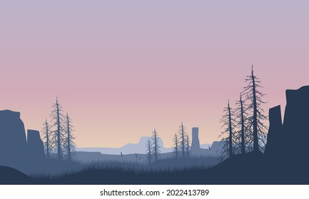 The atmosphere of a sunny morning with natural views from the suburb is extraordinary. Vector illustration of a city