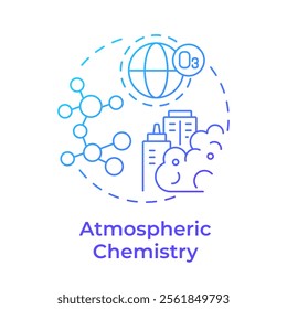 Atmospheric chemistry blue gradient concept icon. Studying climate changes impact on air quality. Weather forecast. Round shape line illustration. Abstract idea. Graphic design. Easy to use in article