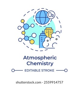 Atmospheric chemistry multi color concept icon. Studying climate changes impact on air quality. Weather forecast. Round shape line illustration. Abstract idea. Graphic design. Easy to use in article