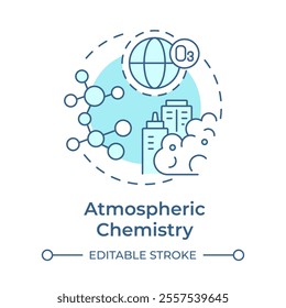 Atmospheric chemistry soft blue concept icon. Studying climate changes impact on air quality. Weather forecast. Round shape line illustration. Abstract idea. Graphic design. Easy to use in article