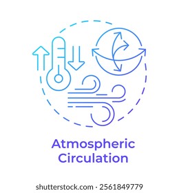 Atmospheric circulation blue gradient concept icon. Air movement distributing thermal energy. Natural phenomena. Round shape line illustration. Abstract idea. Graphic design. Easy to use in article