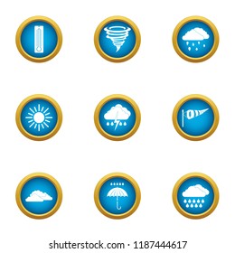 Atmospheric condition icons set. Flat set of 9 atmospheric condition vector icons for web isolated on white background