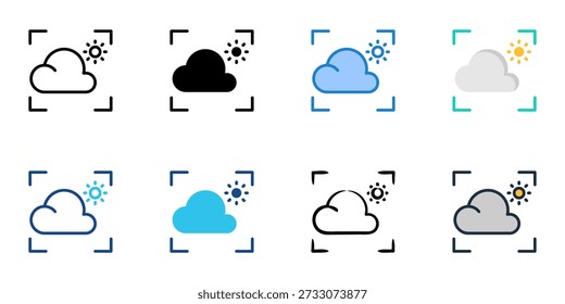 Atmospheric conditions icons set multiple style collection. Editable stroke 
