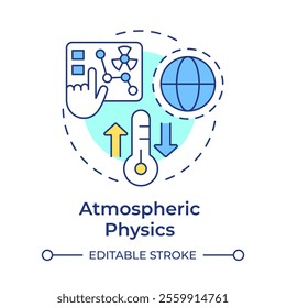 Atmospheric physics multi color concept icon. Atmosphere physical properties and processes. Weather forecast. Round shape line illustration. Abstract idea. Graphic design. Easy to use in presentation