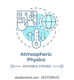 Atmospheric physics soft blue concept icon. Atmosphere physical properties and processes. Weather forecast. Round shape line illustration. Abstract idea. Graphic design. Easy to use in presentation