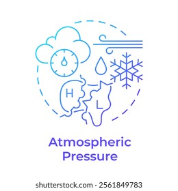 Atmospheric pressure blue gradient concept icon. Predicting weather changes by air weight. Natural phenomena. Round shape line illustration. Abstract idea. Graphic design. Easy to use in presentation