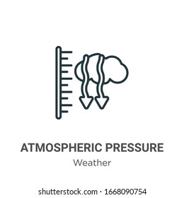 Icono vectorial de contorno de presión atmosférica. Icono de presión atmosférica en línea delgada, ilustración de elemento simple vector plano del concepto meteorológico editable trazo aislado sobre fondo blanco