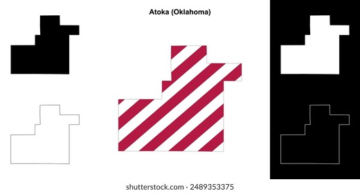 Atoka County (Oklahoma) outline map set
