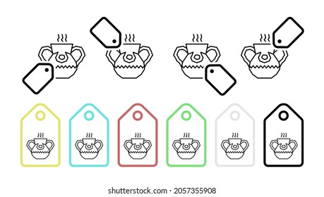 Atole, jug, steam vector icon in tag set illustration for ui and ux, website or mobile application