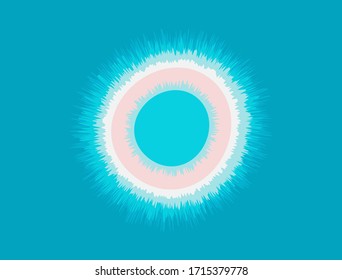 Atoll, coral island, ocaean Volcano Crater Lake in Turquoise Surface, Cartoon Vector Illustration