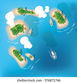 Atoll. Tropical island. View from the top. Vector illustration.